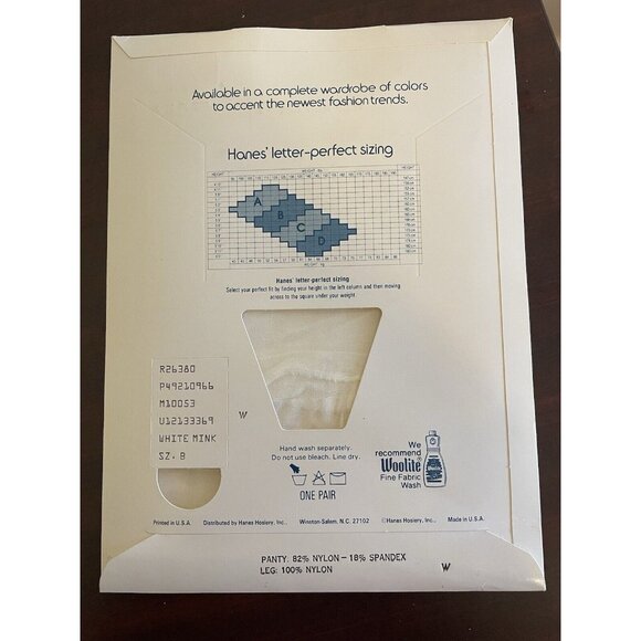 Vintage Hanes Textured Light Control Top Sheer Size B White Mink 966 - Picture 2 of 2